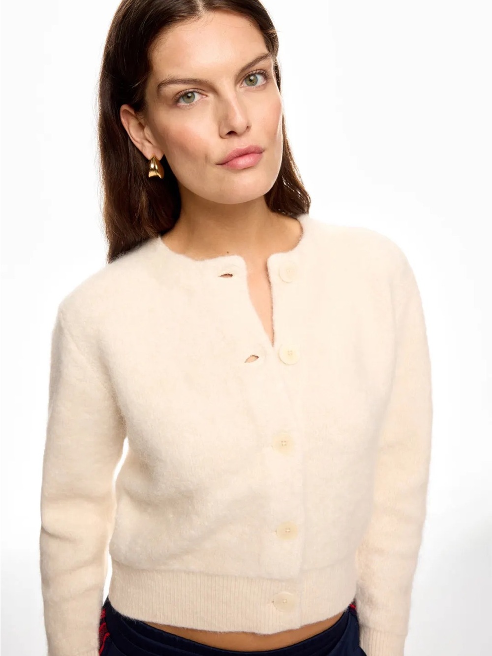 Elegant Cream Button-Front Cardigan